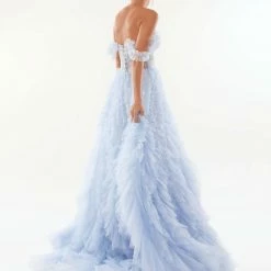 Milla COLLECTIONS Light Blue All Ruffled Up Evening Fluffy Dress