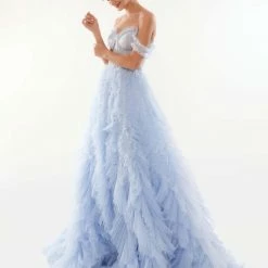 Milla COLLECTIONS Light Blue All Ruffled Up Evening Fluffy Dress