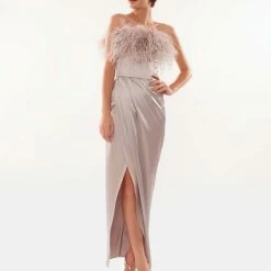 Milla Celina Slip Midi Feathered Dress COLLECTIONS