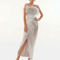 Milla Celina Slip Midi Feathered Dress COLLECTIONS