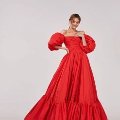 Milla Carmen Puffy Dress With Voluminous Off-the-shoulder Sleeves