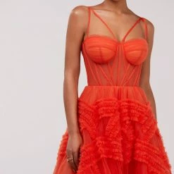 Milla Tangerine Tulle Ornament Maxi Dress COLLECTIONS