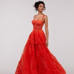 Milla Tangerine Tulle Ornament Maxi Dress COLLECTIONS