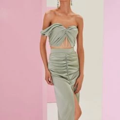 Milla Drawstring Ruched Midi Skirt COLLECTIONS