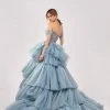 Milla COLLECTIONS Multi-layered Ball Evening Gown With Off-the-shoulder Feather Top