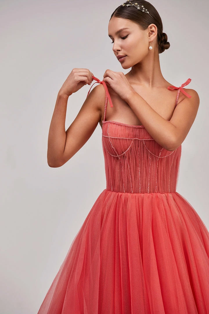 Milla Tie-strap Cocktail Dress With The Elegant Corset Embroidery 5 Milla Tie-strap Cocktail Dress With The Elegant Corset Embroidery