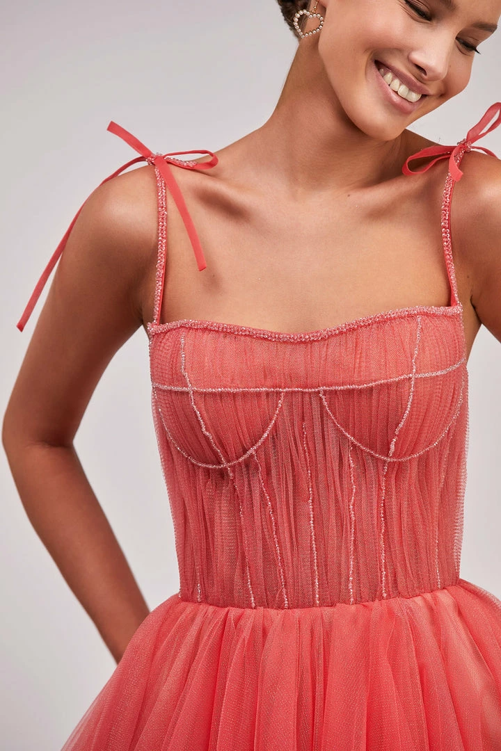 Milla Tie-strap Cocktail Dress With The Elegant Corset Embroidery 7 Milla Tie-strap Cocktail Dress With The Elegant Corset Embroidery