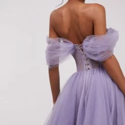 Milla COLLECTIONS Tender Off-the-shoulder Midi Dress With Shiny Rhinestones