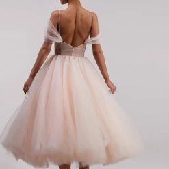 Milla Feminine Tulle Cocktail Dress With The Light Off-the-shoulder Sleeves COLLECTIONS