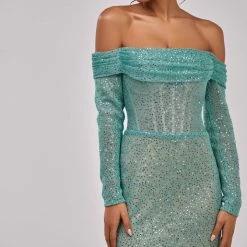 Milla Romantic Off-the-shoulder Sparkling Long Dress