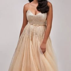 Milla COLLECTIONS Fitted Maxi Tulle Dress Sprinkled With Glitter