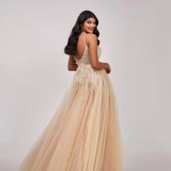 Milla COLLECTIONS Fitted Maxi Tulle Dress Sprinkled With Glitter
