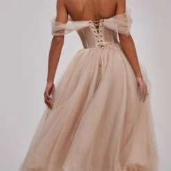 Milla Off-the-shoulder Midi Gown With The Tender Embellishment COLLECTIONS 13 Milla Off-the-shoulder Midi Gown With The Tender Embellishment COLLECTIONS