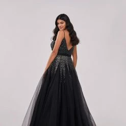 Milla COLLECTIONS Fitted Maxi Tulle Dress Sprinkled With Glitter