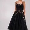 Milla Little Black Midi Dress With Tender Floral Appliqués COLLECTIONS