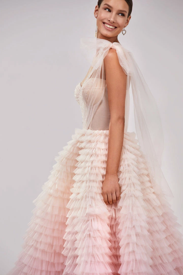 Milla Charming Ball Gown With The Frill-layered Ombre Maxi Skirt COLLECTIONS 5 Milla Charming Ball Gown With The Frill-layered Ombre Maxi Skirt COLLECTIONS