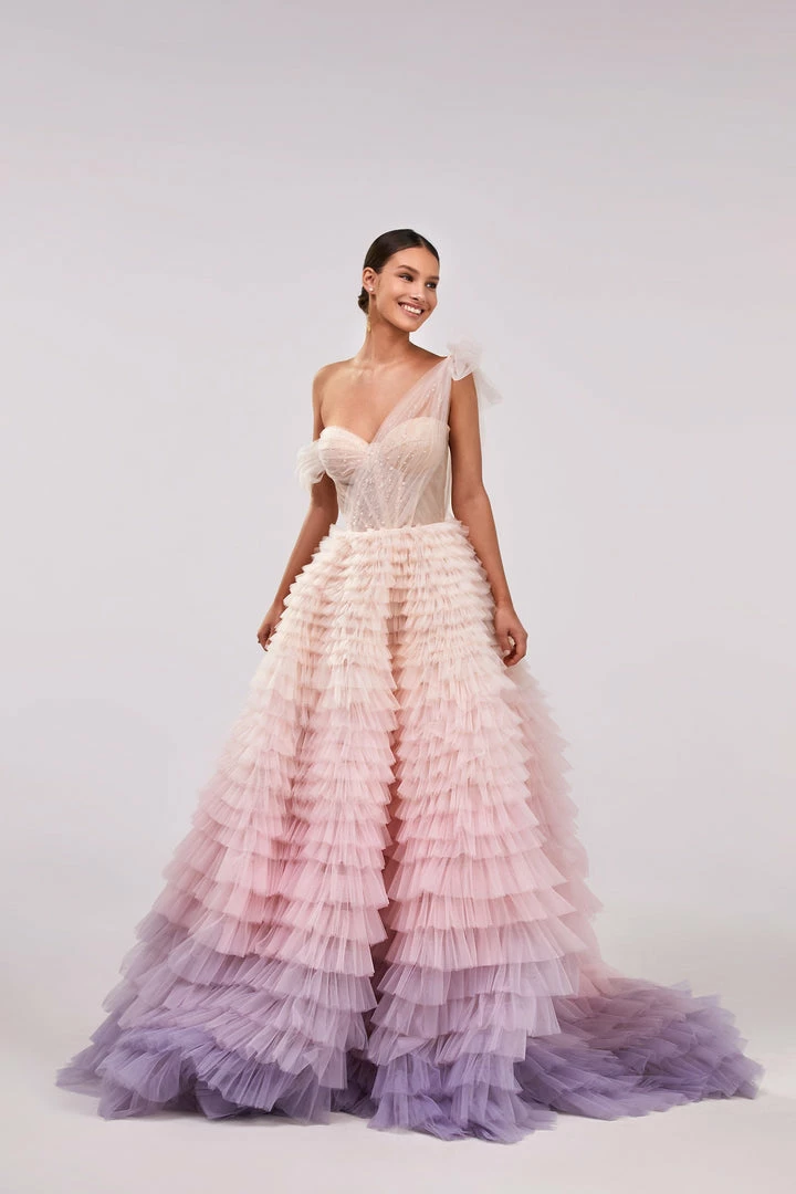 Milla Charming Ball Gown With The Frill-layered Ombre Maxi Skirt COLLECTIONS 4 Milla Charming Ball Gown With The Frill-layered Ombre Maxi Skirt COLLECTIONS