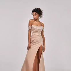 Milla Epic Off-the-shoulder Thigh Slit Maxi Dress