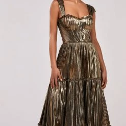 Milla Shiny Maxi Evening Dress With An Off-the-shoulder Neckline