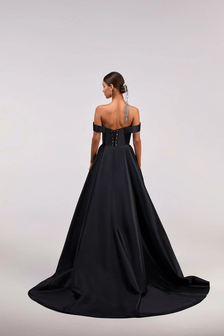 Milla COLLECTIONS Black Classic Atlas Dress With Plunging Neckline And High Slit 7 Milla COLLECTIONS Black Classic Atlas Dress With Plunging Neckline And High Slit