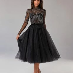 Milla COLLECTIONS Gorgeous Dress With Embellished Overlay Blouse