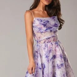 Milla COLLECTIONS Blue Peony Tender Spaghetti Strap Midi Dress