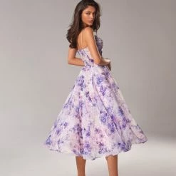 Milla COLLECTIONS Blue Peony Tender Spaghetti Strap Midi Dress