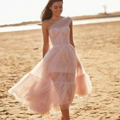 Milla Misty Rose One-Shoulder Cocktail Tulle Dress COLLECTIONS
