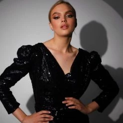 Milla Long-sleeve Sequin Mini Dress