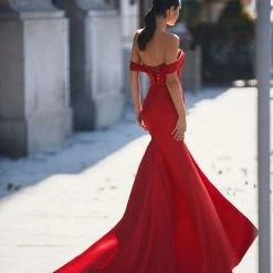 Milla Classy Drop-shoulder Red Satin Dress