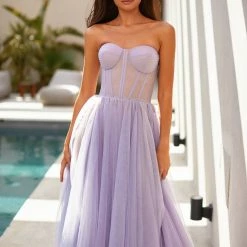 Milla COLLECTIONS Tulle Maxi Dress With A Corset Bustier