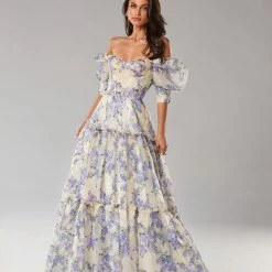 Milla Feminine Voluminous Sheer Sleeves Dress