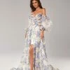 Milla COLLECTIONS Hydrangea Elegant Floral Puff Sleeve Maxi Dress