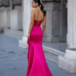 Milla Strapless Evening Gown With Thigh Slit 62 Milla Strapless Evening Gown With Thigh Slit