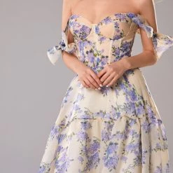 Milla COLLECTIONS Hydrangea Tender Floral Maxi Tie-strap Dress