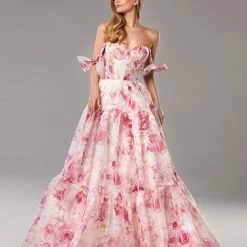 Milla Pink Peony Tender Floral Maxi Tie-strap Dress