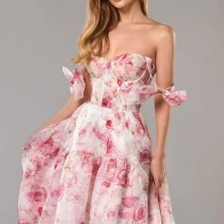 Milla Pink Peony Tender Floral Maxi Tie-strap Dress