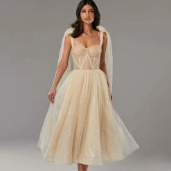 Milla Melon Sparkly Midi Tulle Dress