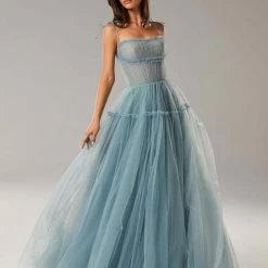 Milla COLLECTIONS Ocean Wave Tie-straps Tulle Prom Dress