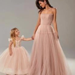 Milla COLLECTIONS Misty Rose Tie-straps Tulle Prom Dress