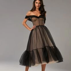 Milla COLLECTIONS Polka Dot Midi Tulle Dress