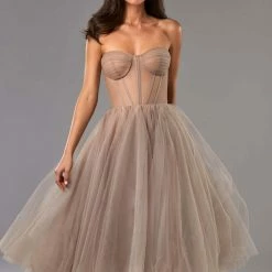 Milla Strapless Midi Tulle Dress