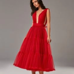 Milla Tender Midi Plunging Neckline Cut Out Dress COLLECTIONS