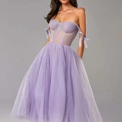 Milla Tie Shoulder Midi Tulle Dress