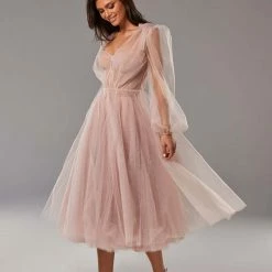 Milla Tie Shoulder Midi Tulle Dress