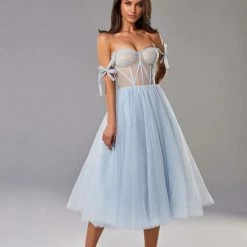 Milla Tie Shoulder Midi Tulle Dress