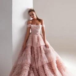 Milla COLLECTIONS Off-The-Shoulder Frill-Layered Gown