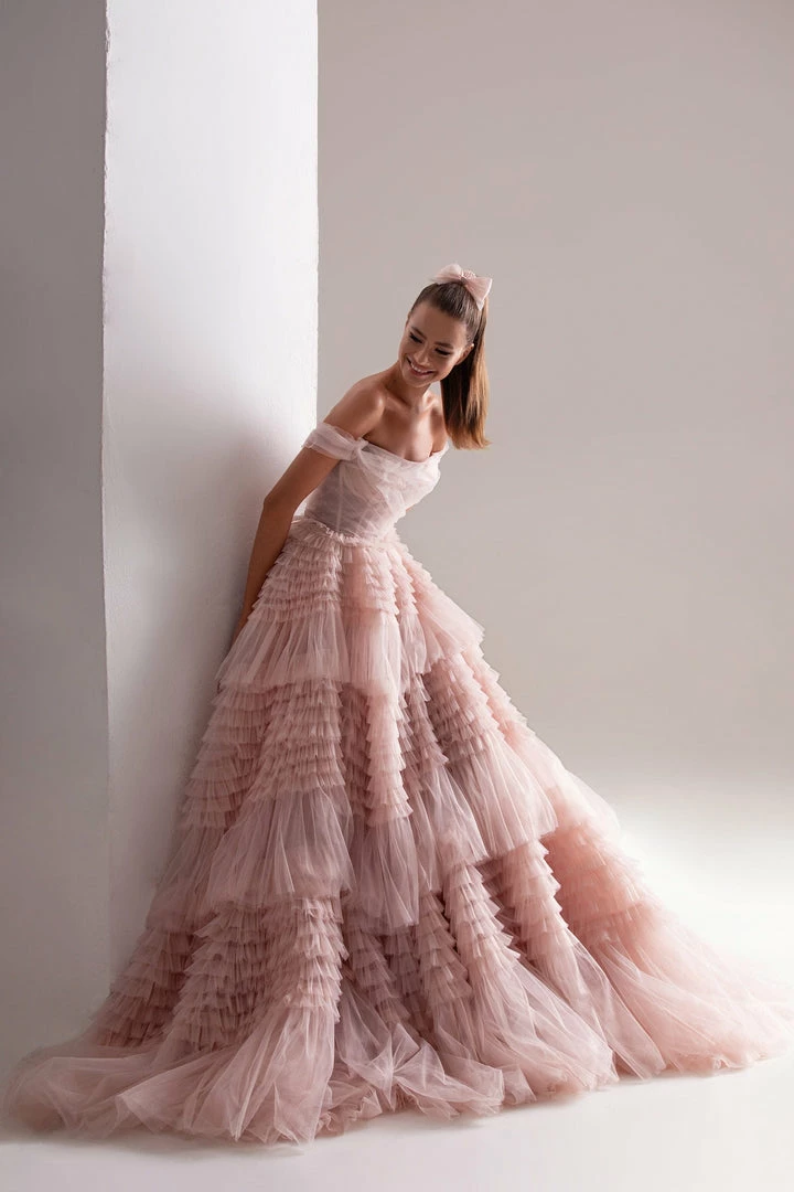 Milla COLLECTIONS Off-The-Shoulder Frill-Layered Gown 5 Milla COLLECTIONS Off-The-Shoulder Frill-Layered Gown