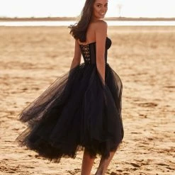 Milla Black Strapless Puffy Midi Tulle Dress COLLECTIONS 8 Milla Black Strapless Puffy Midi Tulle Dress COLLECTIONS