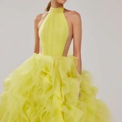 Milla Turtleneck Festive Yellow Evening Gown COLLECTIONS
